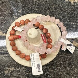 Chic Rose and Copper Beaded Bracelet Set